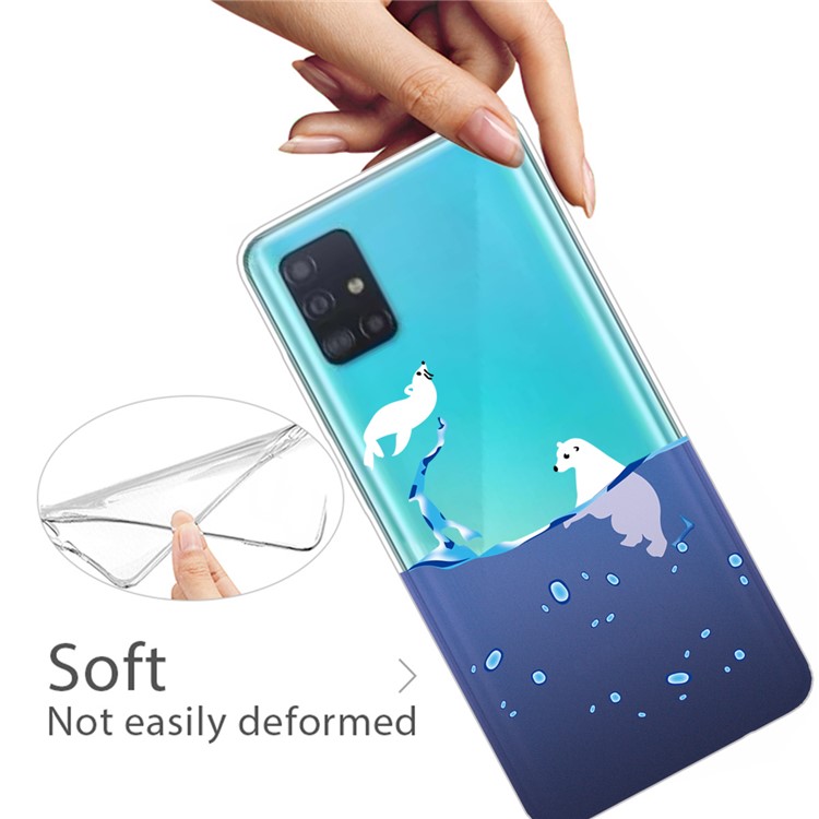 Pattern Printing IMD TPU Clear Phone Shell for Samsung Galaxy A51 - Polar Bear-3