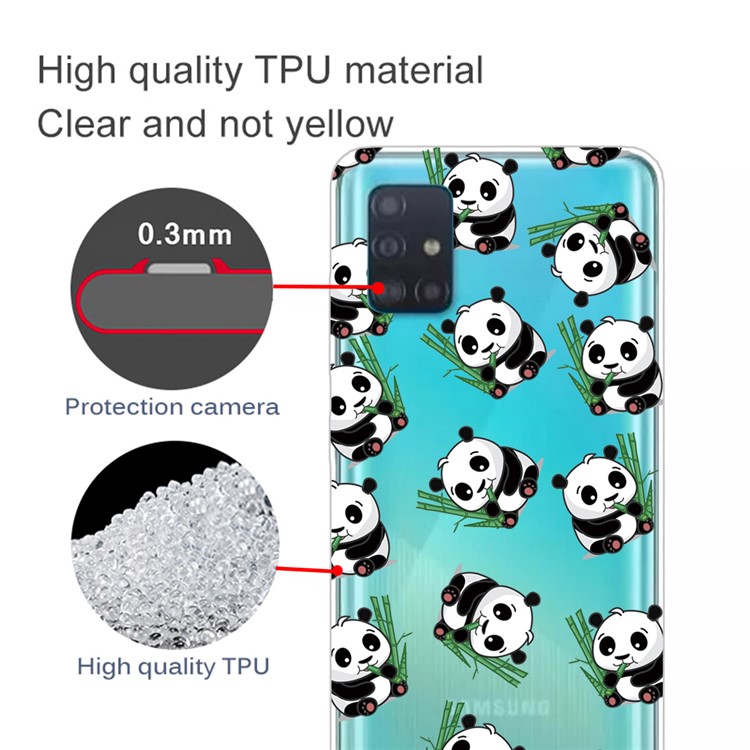 Pattern Printing IMD TPU Clear Phone Shell for Samsung Galaxy A51 - Pandas-2