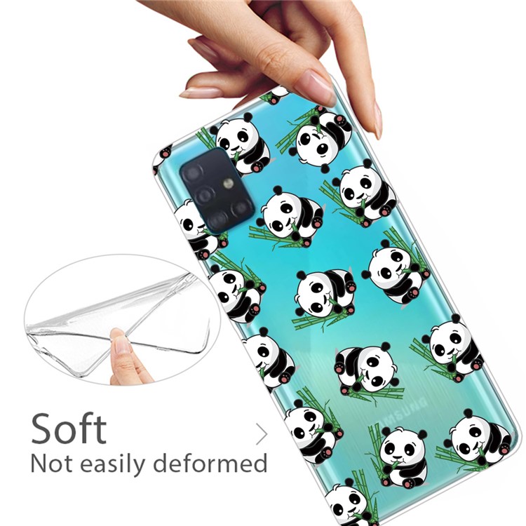 Pattern Printing IMD TPU Clear Phone Shell for Samsung Galaxy A51 - Pandas-3