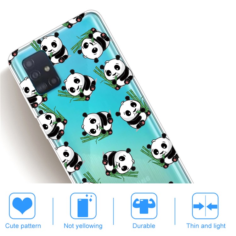 Pattern Printing IMD TPU Clear Phone Shell for Samsung Galaxy A51 - Pandas-4