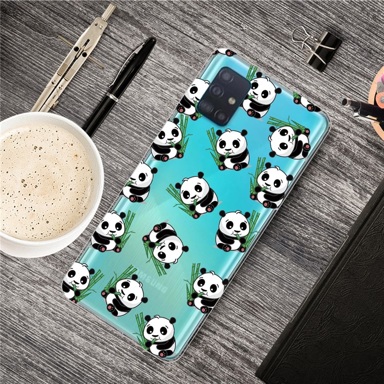 Pattern Printing IMD TPU Clear Phone Shell for Samsung Galaxy A51 - Pandas-5