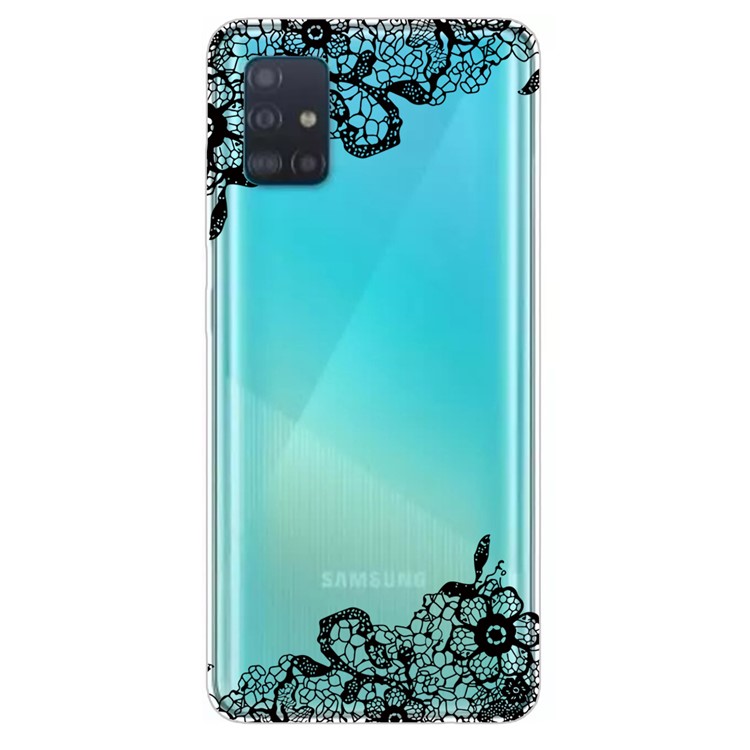 Pattern Printing IMD TPU Clear Phone Shell for Samsung Galaxy A51 - Lace Flower-1