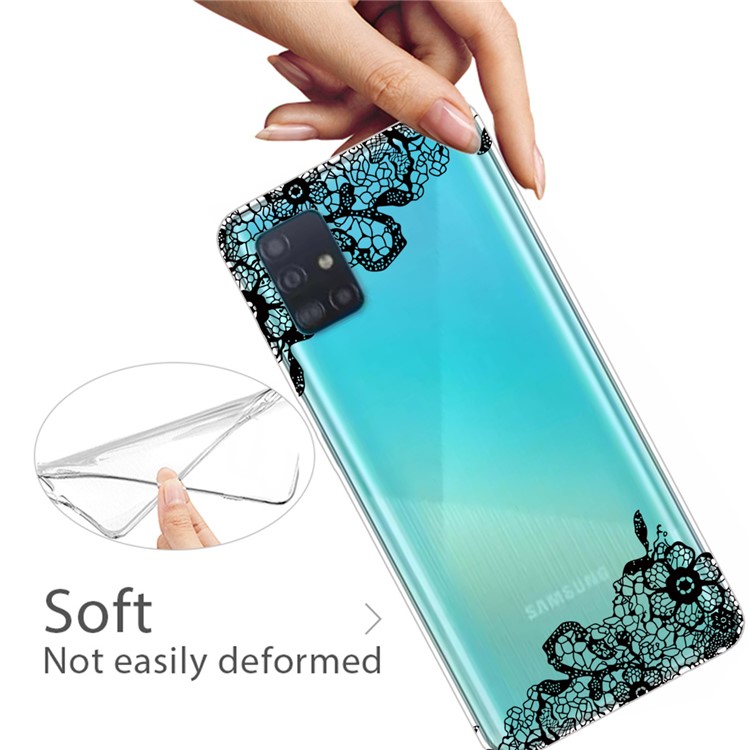 Pattern Printing IMD TPU Clear Phone Shell for Samsung Galaxy A51 - Lace Flower-3