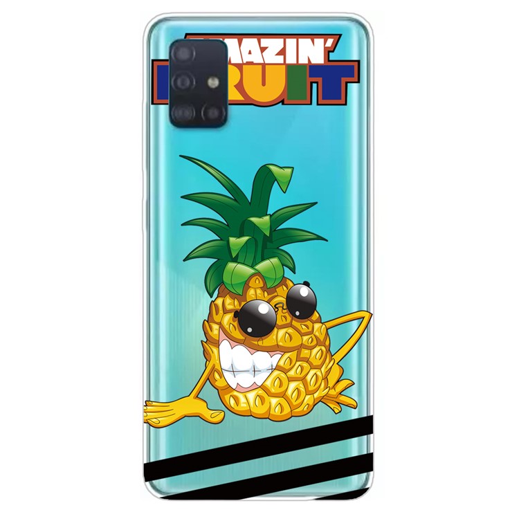 Pattern Printing IMD TPU Clear Phone Shell for Samsung Galaxy A51 - Pineapple-1