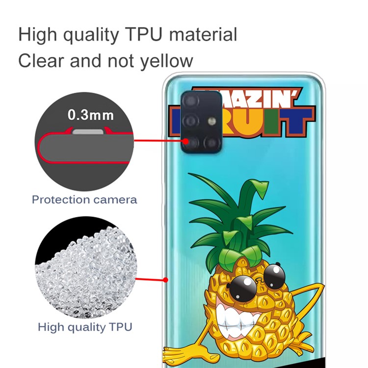 Pattern Printing IMD TPU Clear Phone Shell for Samsung Galaxy A51 - Pineapple-2
