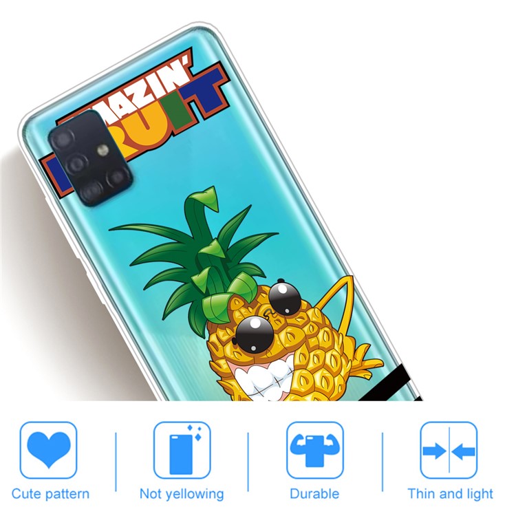 Pattern Printing IMD TPU Clear Phone Shell for Samsung Galaxy A51 - Pineapple-4