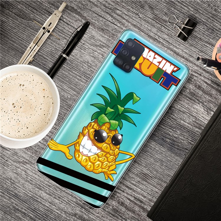 Pattern Printing IMD TPU Clear Phone Shell for Samsung Galaxy A51 - Pineapple-5