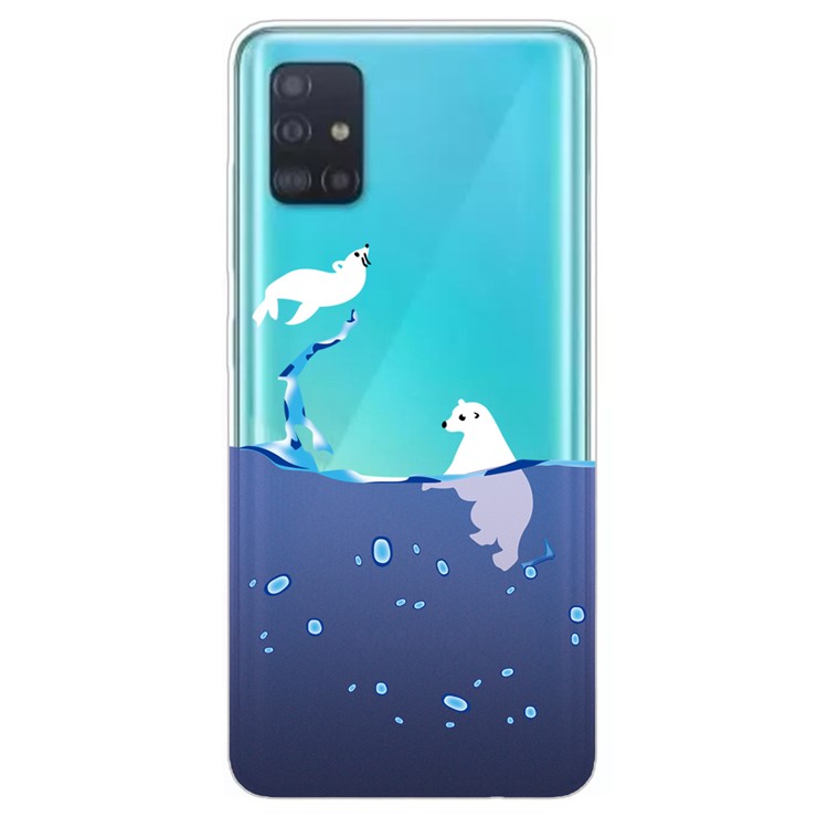 Pattern Printing IMD TPU Clear Phone Shell for Samsung Galaxy A71 - Polar Bear-1