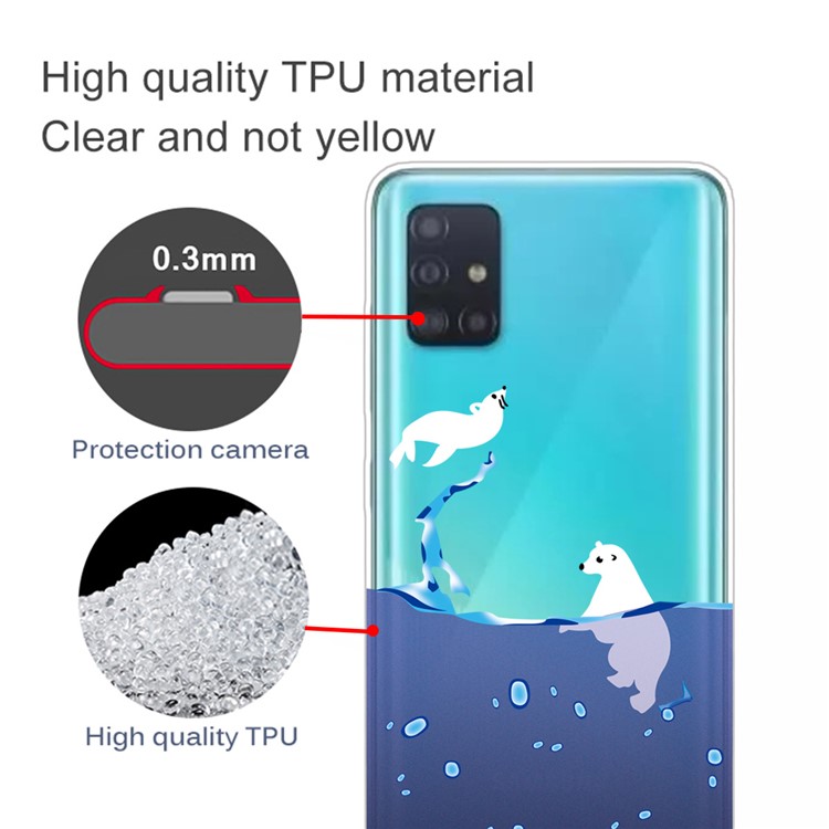 Pattern Printing IMD TPU Clear Phone Shell for Samsung Galaxy A71 - Polar Bear-2