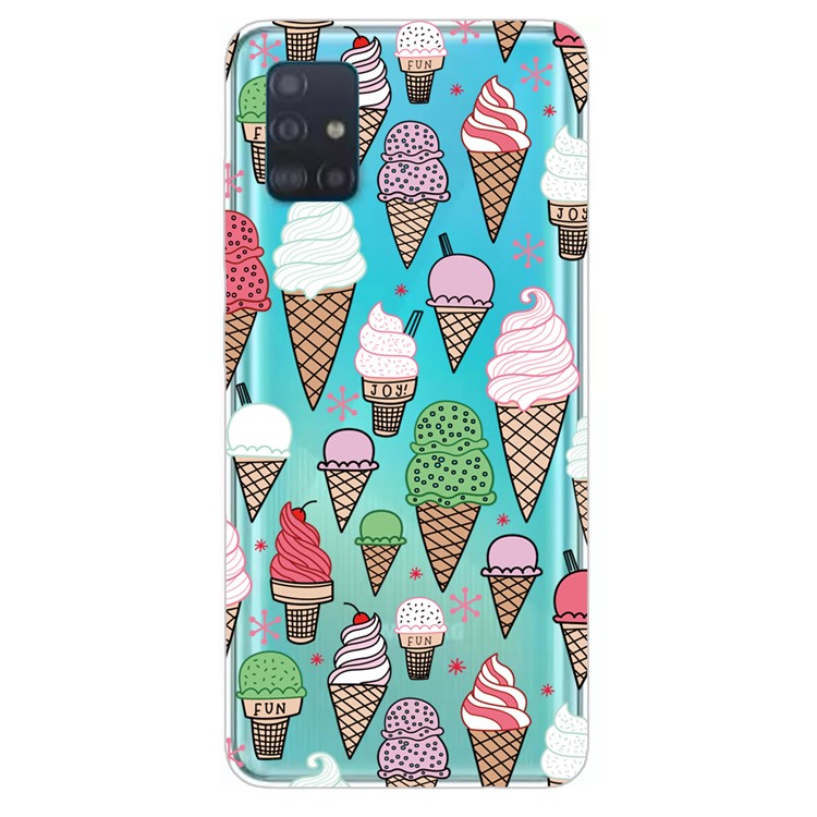 Pattern Printing IMD TPU Clear Phone Shell for Samsung Galaxy A71 - Ice Cream-1