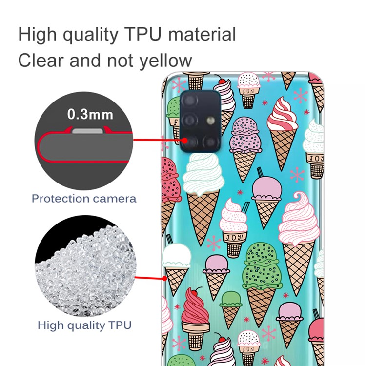 Pattern Printing IMD TPU Clear Phone Shell for Samsung Galaxy A71 - Ice Cream-2