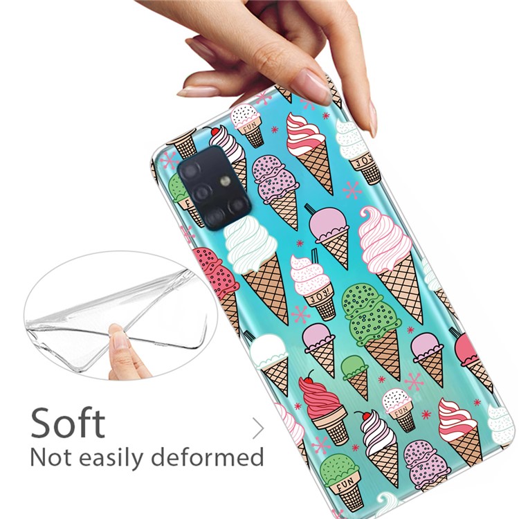 Pattern Printing IMD TPU Clear Phone Shell for Samsung Galaxy A71 - Ice Cream-3