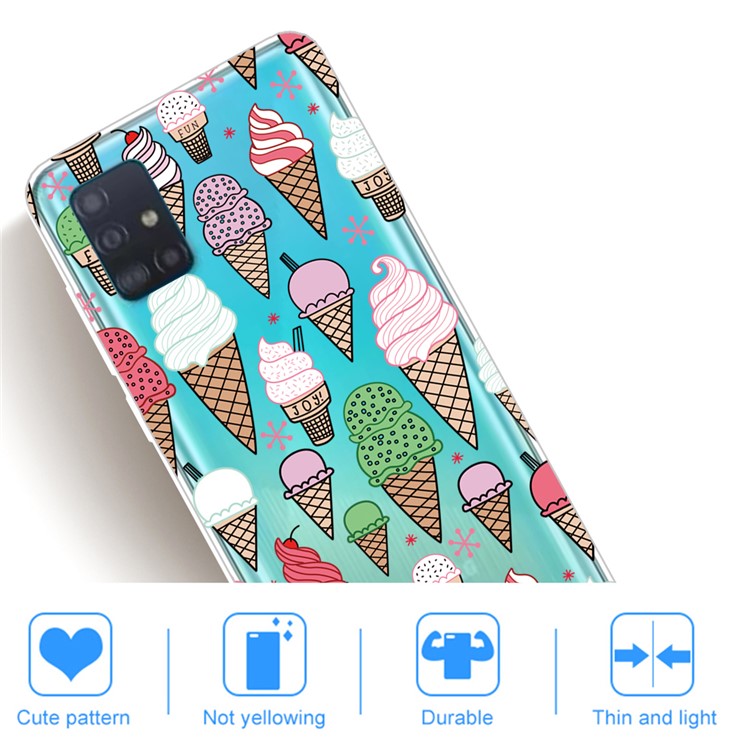 Pattern Printing IMD TPU Clear Phone Shell for Samsung Galaxy A71 - Ice Cream-4