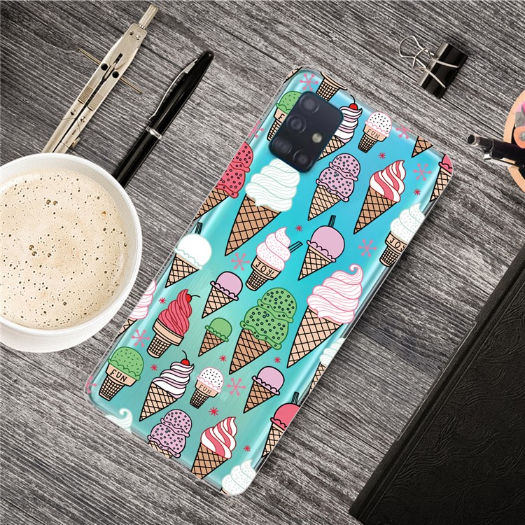 Pattern Printing IMD TPU Clear Phone Shell for Samsung Galaxy A71 - Ice Cream-5