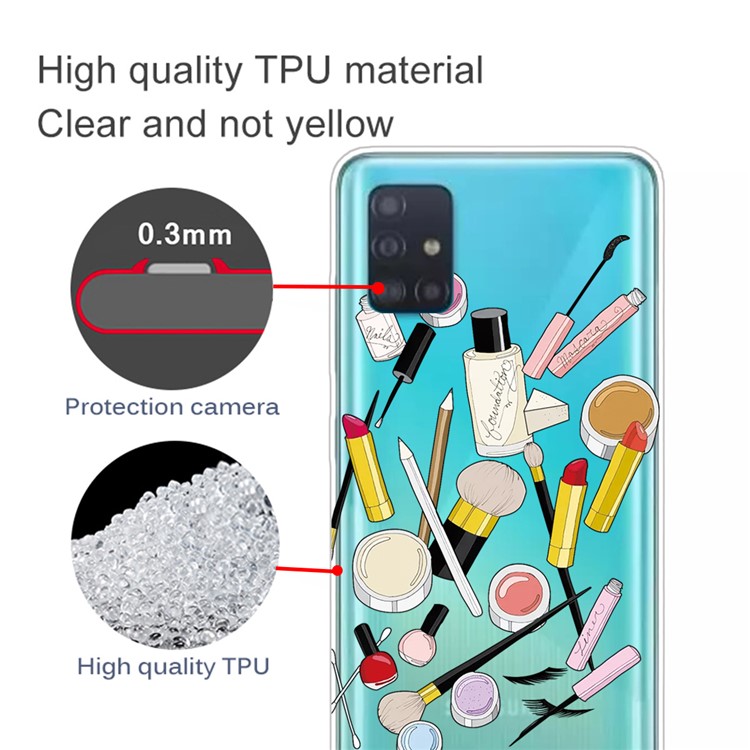 Pattern Printing IMD TPU Clear Phone Shell for Samsung Galaxy A71 - Makeups-2