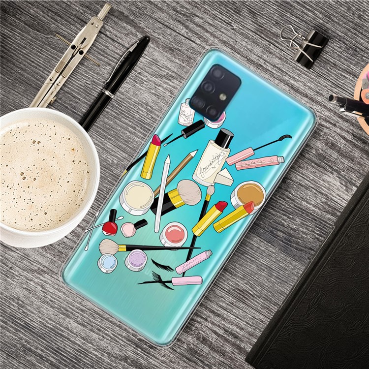 Pattern Printing IMD TPU Clear Phone Shell for Samsung Galaxy A71 - Makeups-5