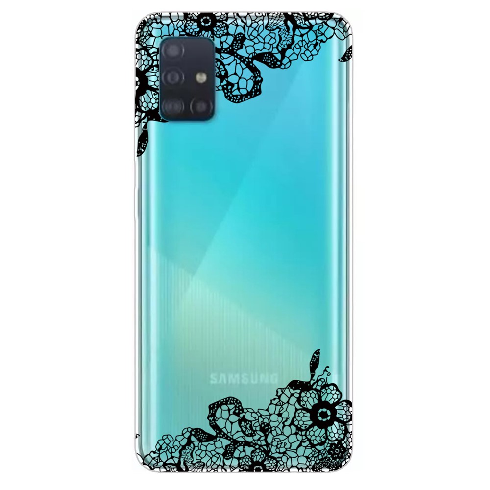 Pattern Printing IMD TPU Clear Phone Shell for Samsung Galaxy A71 - Lace Flower-1
