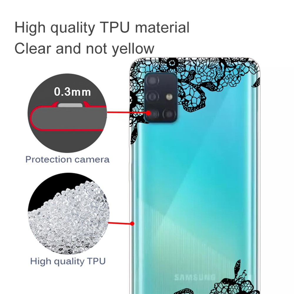 Pattern Printing IMD TPU Clear Phone Shell for Samsung Galaxy A71 - Lace Flower-2