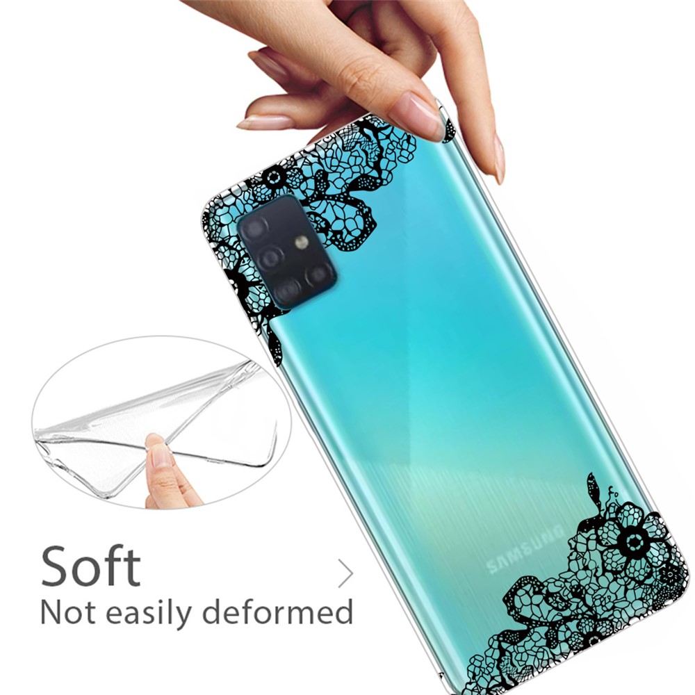 Pattern Printing IMD TPU Clear Phone Shell for Samsung Galaxy A71 - Lace Flower-3