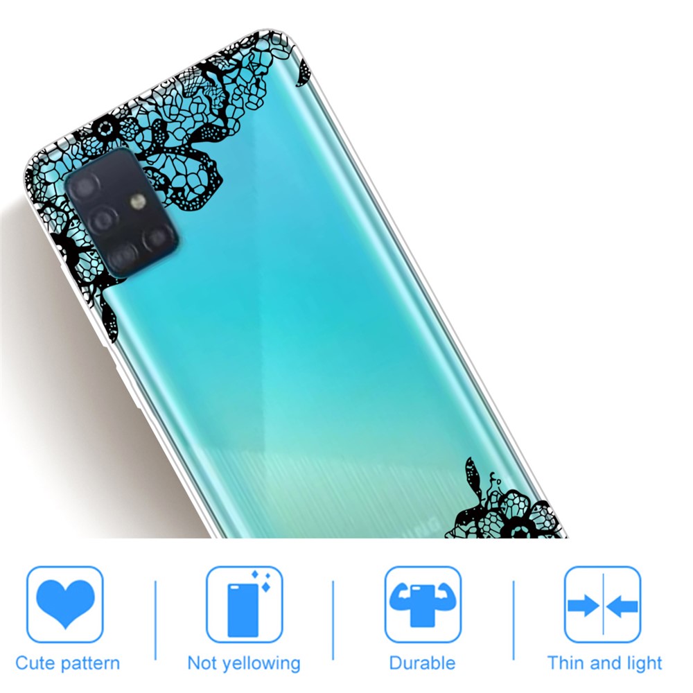 Pattern Printing IMD TPU Clear Phone Shell for Samsung Galaxy A71 - Lace Flower-4