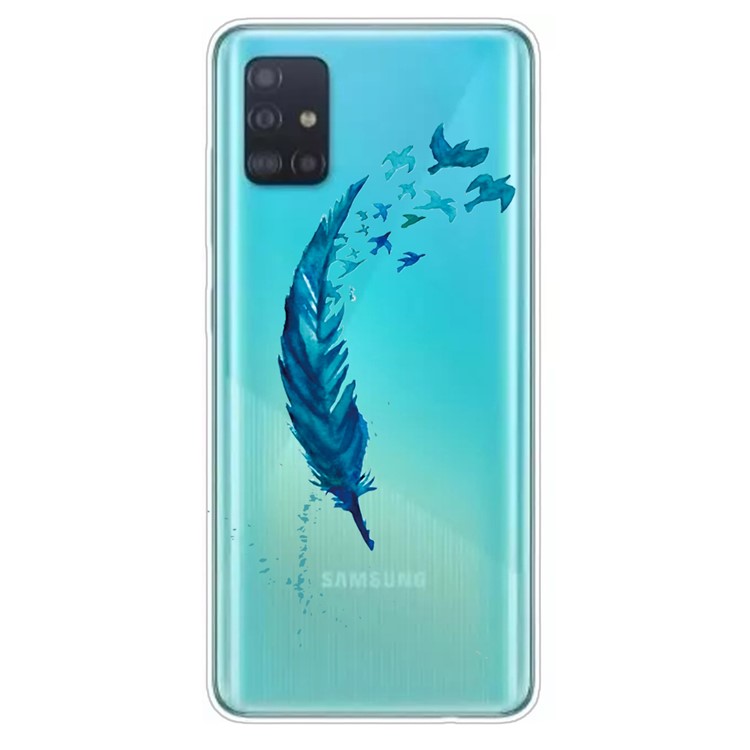 Pattern Printing IMD TPU Clear Phone Shell for Samsung Galaxy A71 - Feather-1
