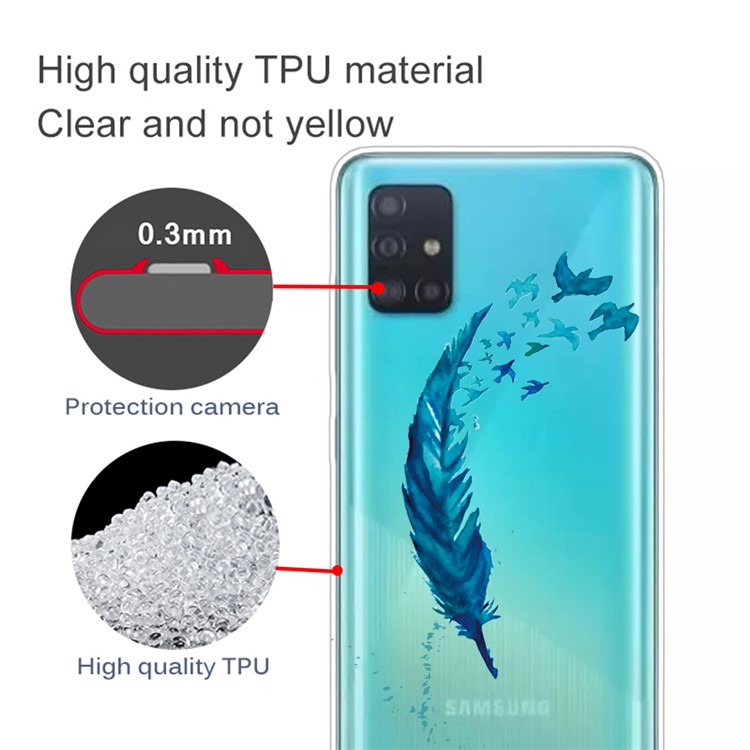 Pattern Printing IMD TPU Clear Phone Shell for Samsung Galaxy A71 - Feather-2
