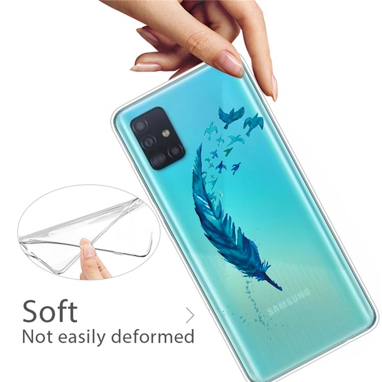 Pattern Printing IMD TPU Clear Phone Shell for Samsung Galaxy A71 - Feather-3