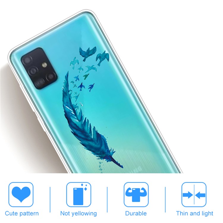 Pattern Printing IMD TPU Clear Phone Shell for Samsung Galaxy A71 - Feather-4