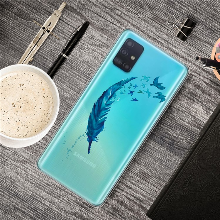 Pattern Printing IMD TPU Clear Phone Shell for Samsung Galaxy A71 - Feather-5