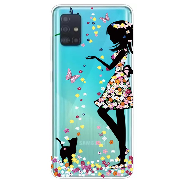 Pattern Printing IMD TPU Clear Phone Shell for Samsung Galaxy A71 - Girl-1
