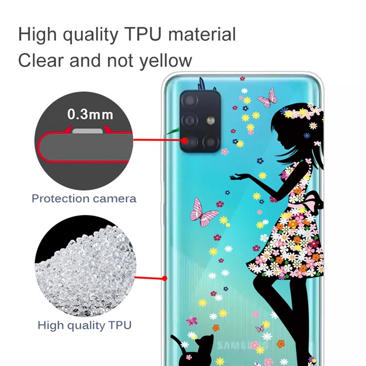 Pattern Printing IMD TPU Clear Phone Shell for Samsung Galaxy A71 - Girl-2