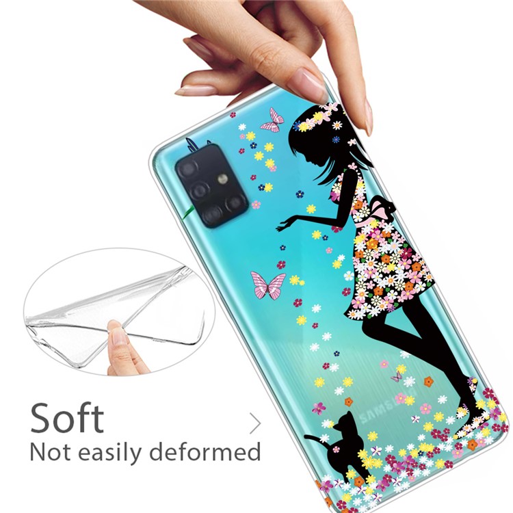 Pattern Printing IMD TPU Clear Phone Shell for Samsung Galaxy A71 - Girl-3