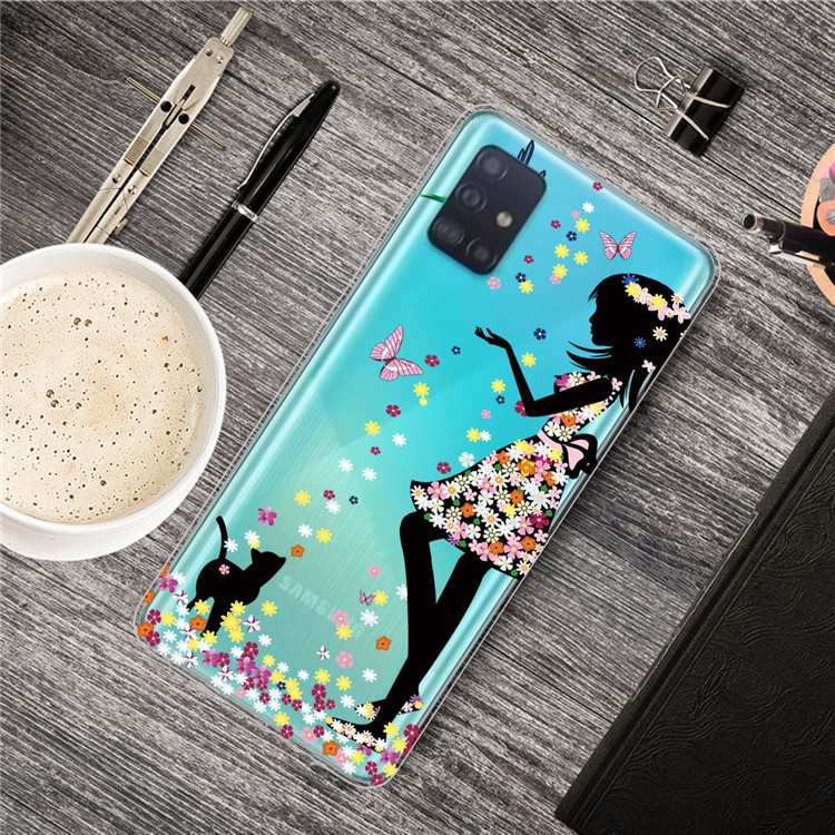 Pattern Printing IMD TPU Clear Phone Shell for Samsung Galaxy A71 - Girl-5