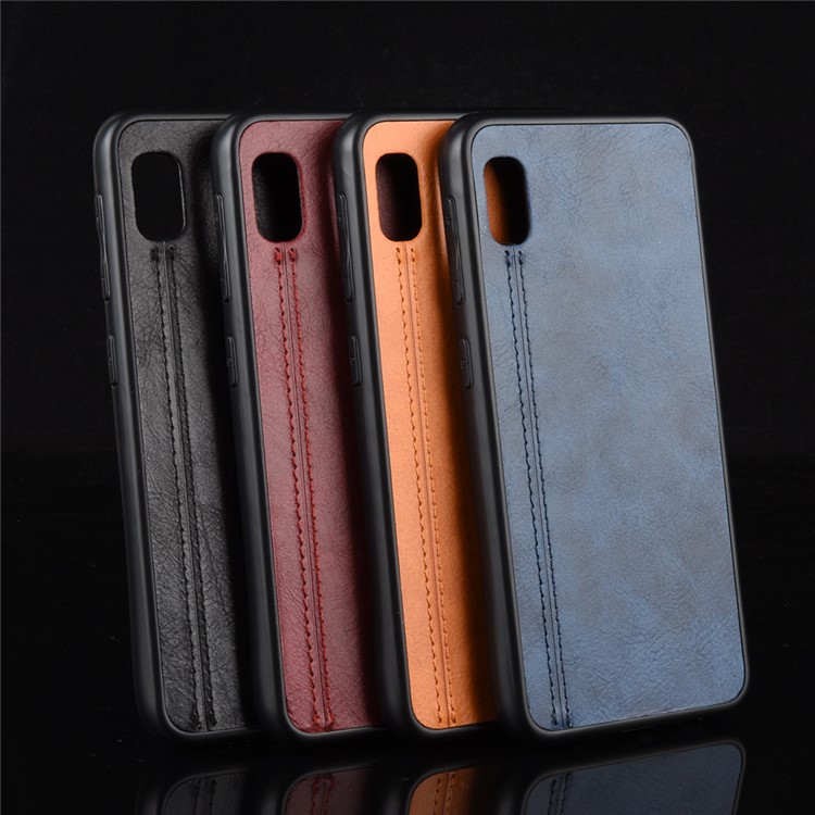 PU Leather Coated PC + TPU Combo Back Shell for Samsung Galaxy A10e - Black-8