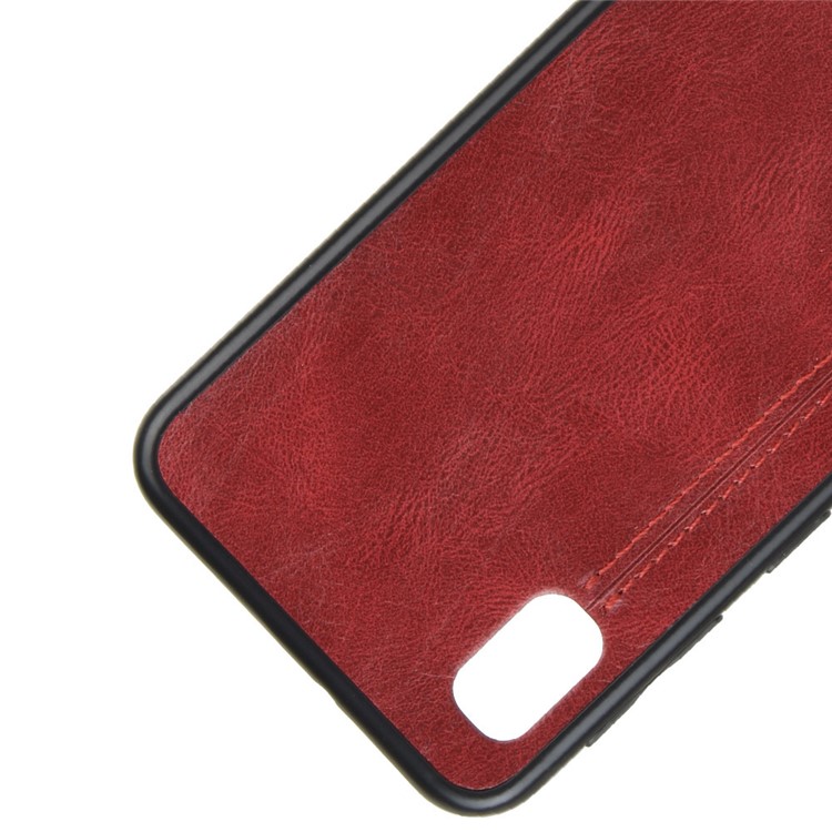 PU Leather Coated PC + TPU Combo Back Shell for Samsung Galaxy A10e - Red-2
