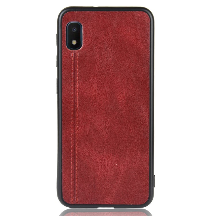 PU Leather Coated PC + TPU Combo Back Shell for Samsung Galaxy A10e - Red-3