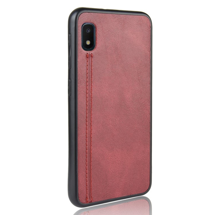 PU Leather Coated PC + TPU Combo Back Shell for Samsung Galaxy A10e - Red-4