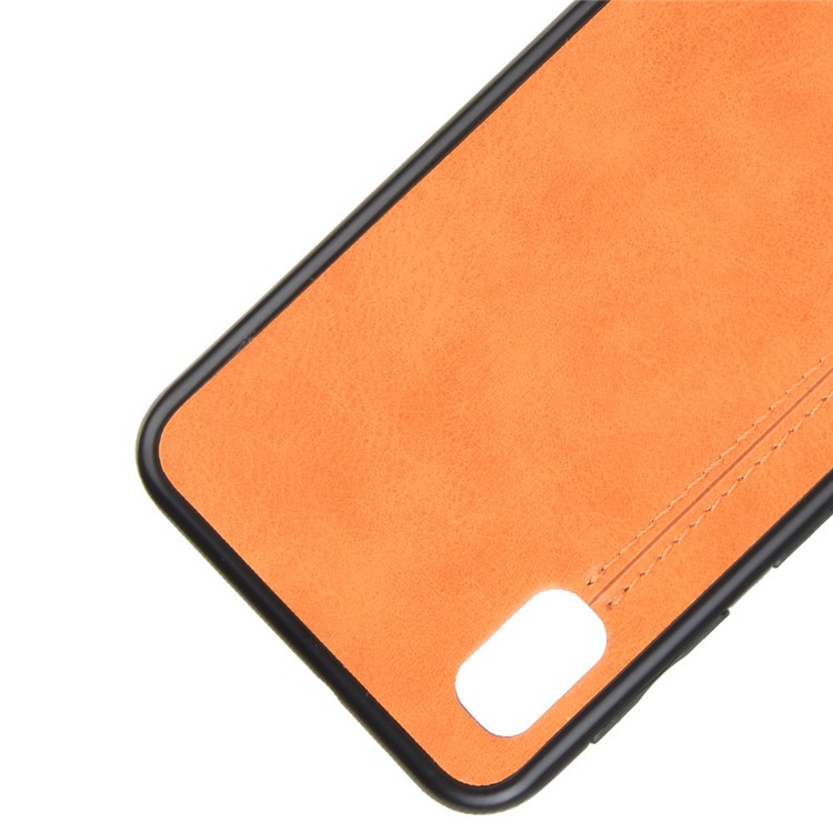 PU Leather Coated PC + TPU Combo Back Shell for Samsung Galaxy A10e - Yellow-2