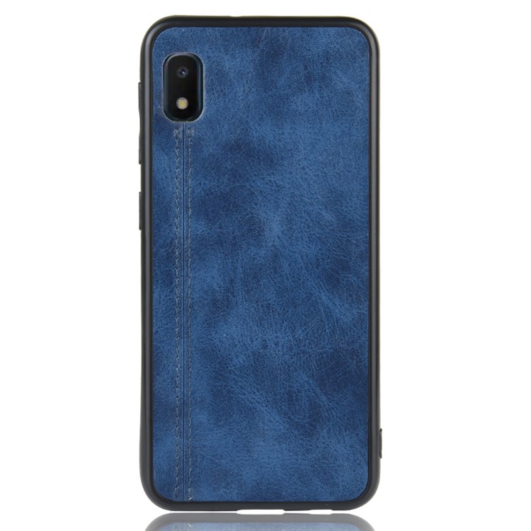 PU Leather Coated PC + TPU Combo Back Shell for Samsung Galaxy A10e - Blue-3