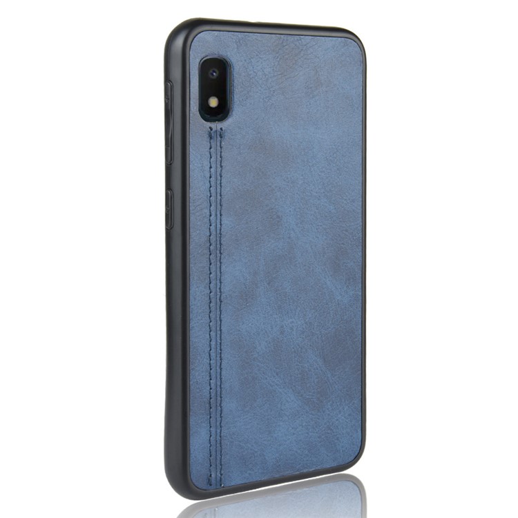 PU Leather Coated PC + TPU Combo Back Shell for Samsung Galaxy A10e - Blue-4