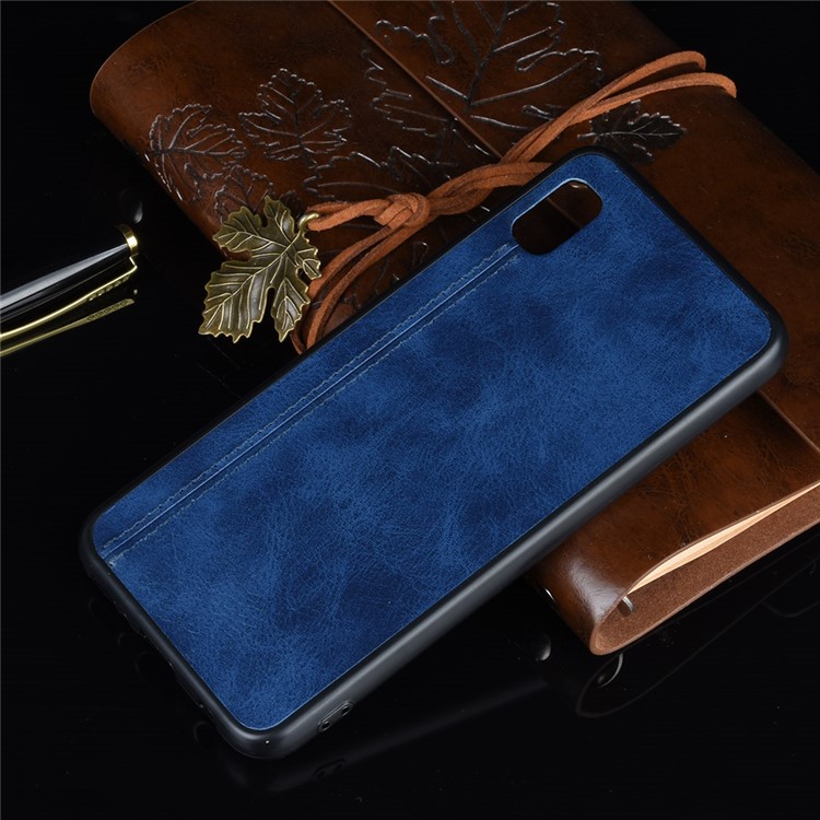 PU Leather Coated PC + TPU Combo Back Shell for Samsung Galaxy A10e - Blue-7