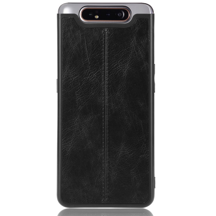 PU Leather Coated PC + TPU Hybrid Back Case for Samsung Galaxy A80/A90 - Black-3