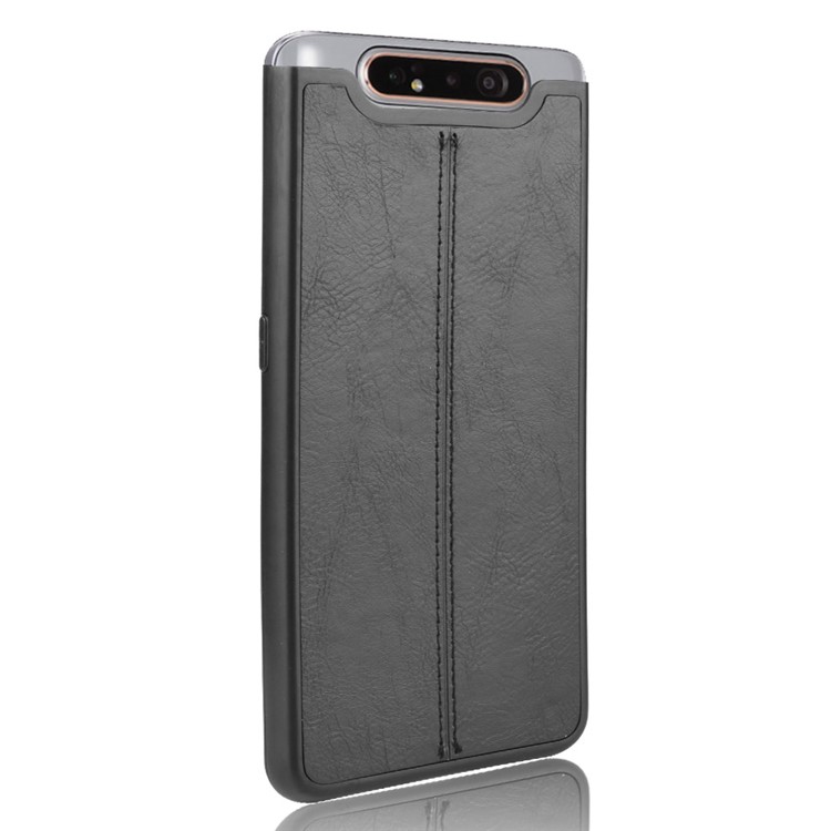 PU Leather Coated PC + TPU Hybrid Back Case for Samsung Galaxy A80/A90 - Black-4