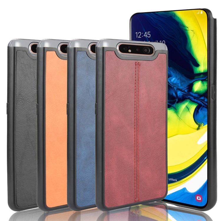 PU Leather Coated PC + TPU Hybrid Back Case for Samsung Galaxy A80/A90 - Black-7