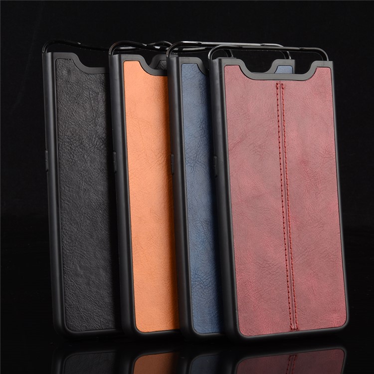 PU Leather Coated PC + TPU Hybrid Back Case for Samsung Galaxy A80/A90 - Black-8