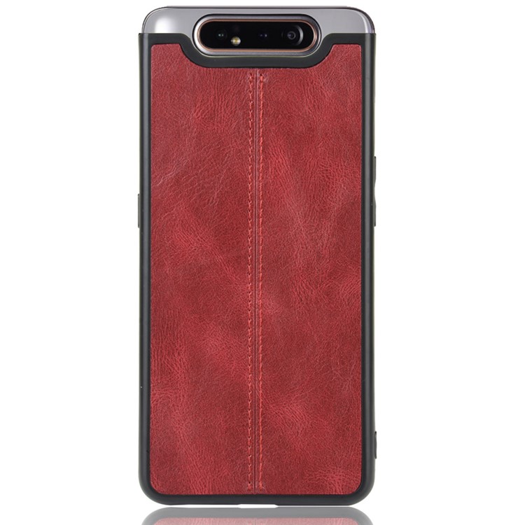 PU Leather Coated PC + TPU Hybrid Back Case for Samsung Galaxy A80/A90 - Red-3
