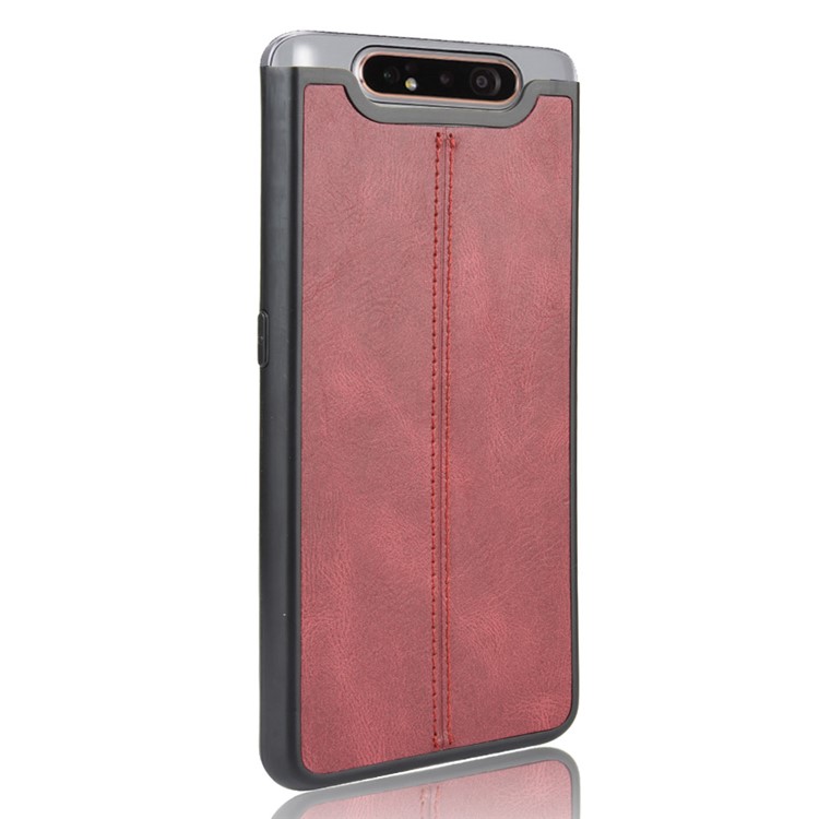 PU Leather Coated PC + TPU Hybrid Back Case for Samsung Galaxy A80/A90 - Red-4