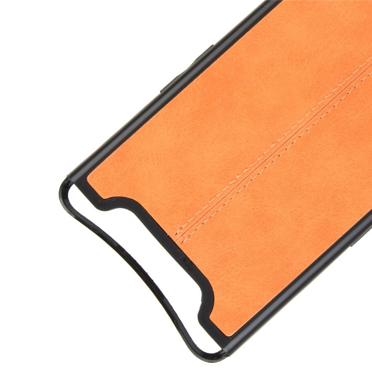 PU Leather Coated PC + TPU Hybrid Back Case for Samsung Galaxy A80/A90 - Yellow-2