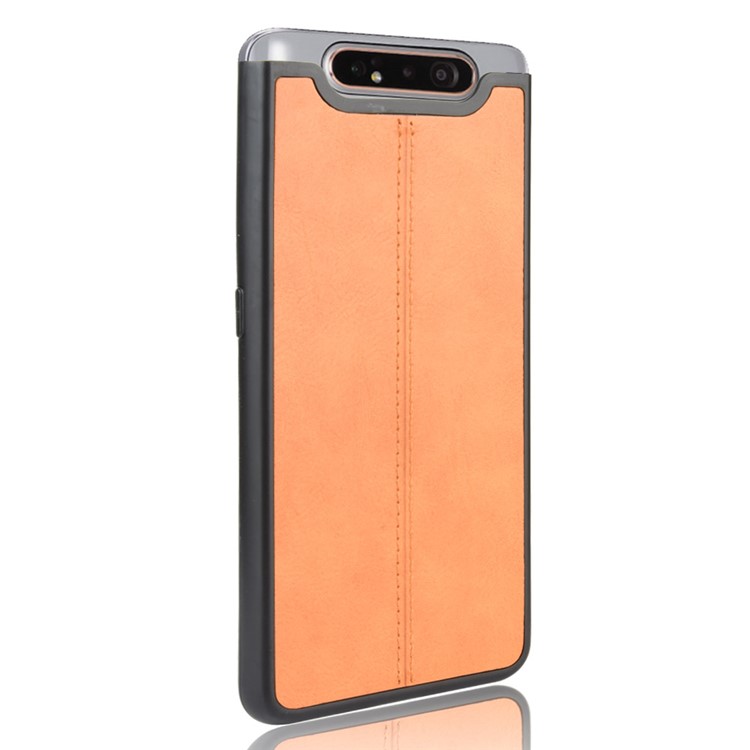 PU Leather Coated PC + TPU Hybrid Back Case for Samsung Galaxy A80/A90 - Yellow-4