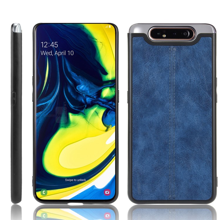 PU Leather Coated PC + TPU Hybrid Back Case for Samsung Galaxy A80/A90 - Blue-1